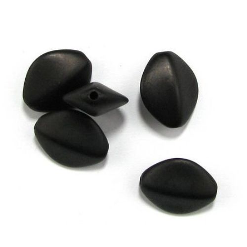 Matte Plastic Bead, Wood Imitation, 20x24x11 mm, Hole: 2.5 mm, Black -50 grams ~ 21 pieces