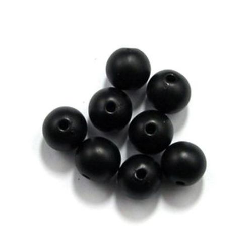 Acrylic beads imitation wood matt ball 12 mm hole 2.5 mm black - 50 grams ~ 50 pieces