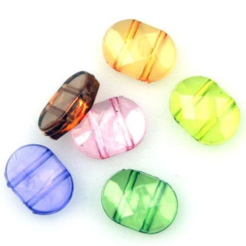 Acrylic Oval Separator Bead, Crystal Imitation, 5x11x15 mm, with 2 Holes: 1 mm, Transparent MIX - 50 grams ~ 75 pieces