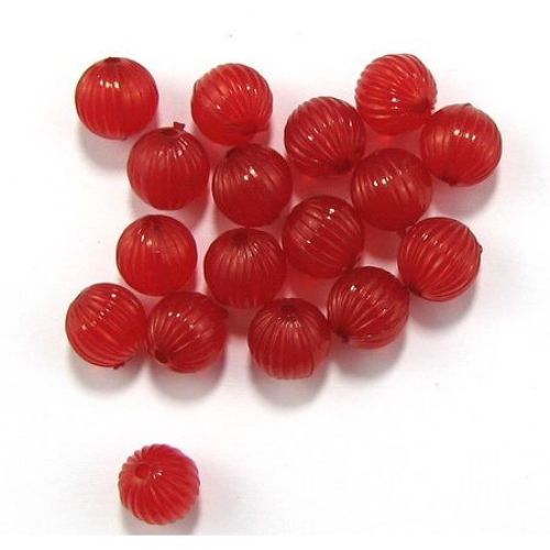Plastic Ball Bead, Jelly Imitation, 10 mm, Hole: 1.8 mm, Red -50 grams ~ 93 pieces