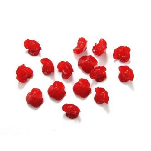 Τριαντάφυλλο, χάντρα απομίμηση ζελέ 16x8 mm τρύπα 2 mm κόκκινο -50 γραμμάρια ~ 71 τεμάχια
