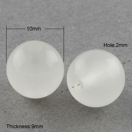 Мънисто имитация желе топче 10 мм дупка 2 мм бяло -20 грама ~37 броя