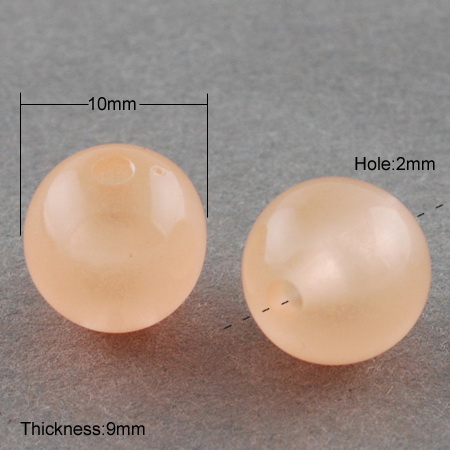 Мънисто имитация желе топче 10 мм дупка 2 мм крем -20 грама ~37 броя