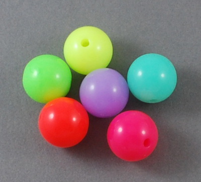 Neon Plastic Solid Ball for DIY Jewelry and Decorations, 10 mm, MIX -50 grams