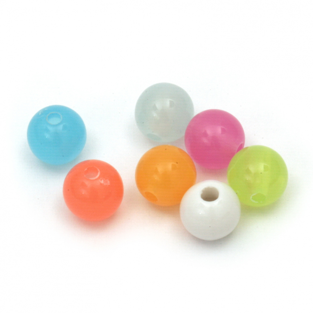 Acrylic Bead Ball imitating Jelly, 8 mm, Hole: 1.5 mm, Pastel Tones, MIX -20 grams ~70 pieces