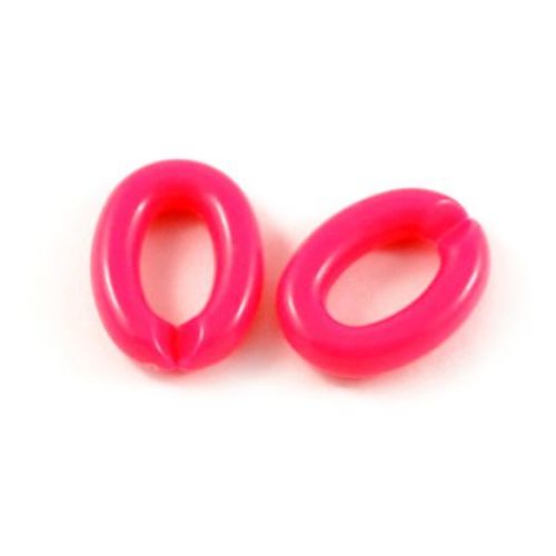 Acrylic chain ring solid bead for jewelry making 18x13x3 mm  pink - 20 grams ~ 47 pieces