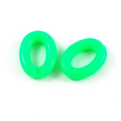 Acrylic chain ring solid bead for jewelry making 18x13x3 mm green - 20 grams ~ 47 pieces