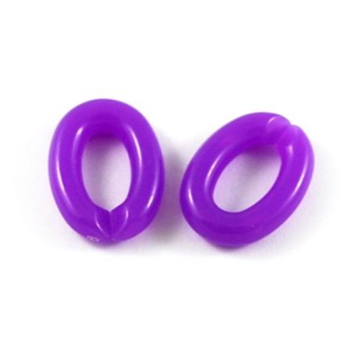 Inel pentru lanț 18x13x3 mm plastic violet -20 grame ~ 47 bucăți
