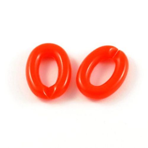 Acrylic chain ring solid bead for jewelry making 18x13x3 mm red - 20 grams ~ 47 pieces