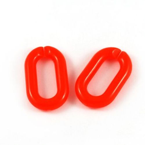 Acrylic chain ring solid bead for jewelry making 28x17x5 mm red - 50 grams