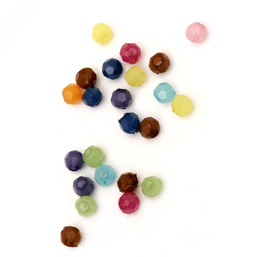 Beads imitation jelly ball 8x9 mm hole 3.5 mm faceted mix -50 grams ~ 155 pieces