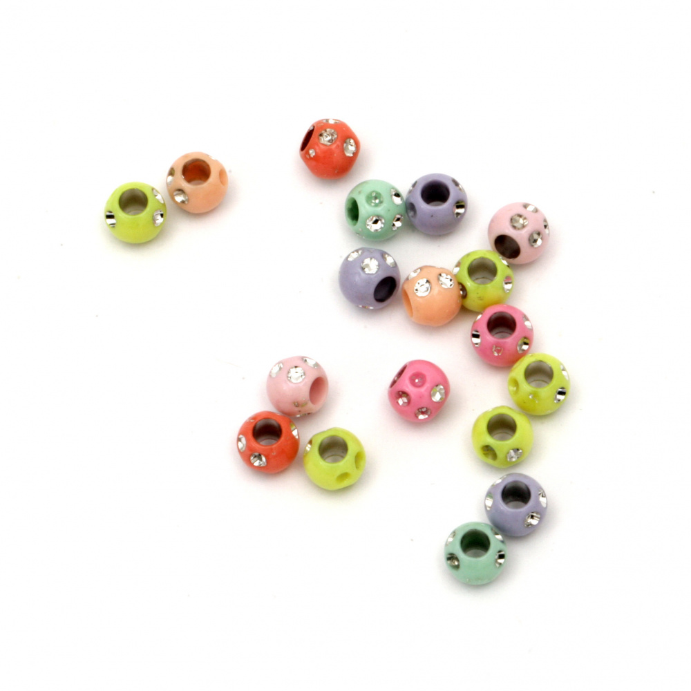 Plastic round bead with imitation of pebbles 6.5x5.5 mm hole 3 mm MIX - 20 grams ± 200 pieces