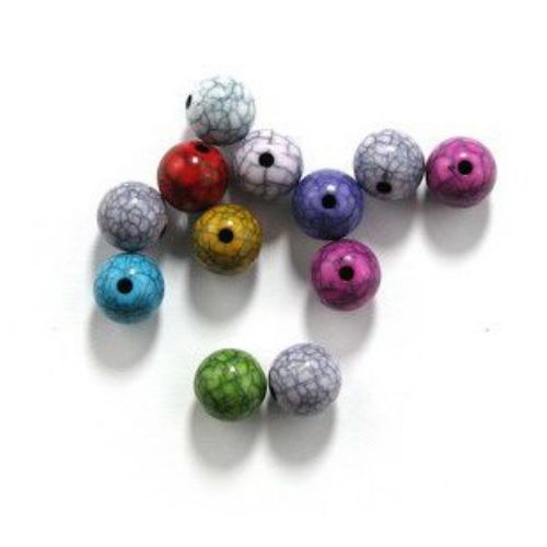 Acrylic round beads, imitation turquoise 12 mm hole 2 mm mix - 20 grams ~21pieces