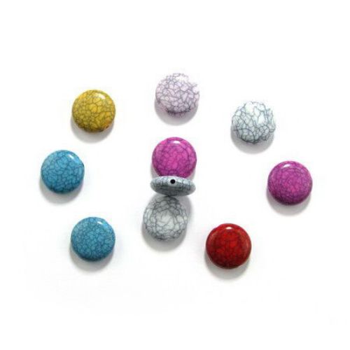 acrylic beads, flat round, imitation turquoise, blue 20x7 mm, 50 grams