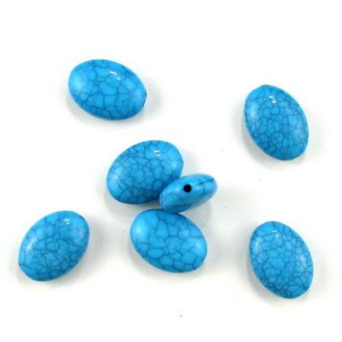 acrylic beads, oval, imitation turquoise, blue 20x15x8 mm, 50 grams