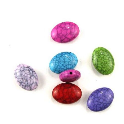acrylic beads, oval, imitation turquoise, mixed color, 20x15x8 mm, 50 grams