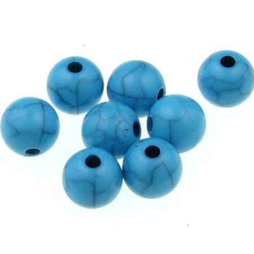 acrylic beads, round, imitation turquoise,  blue, 8 mm, 20 grams ~68 pieces