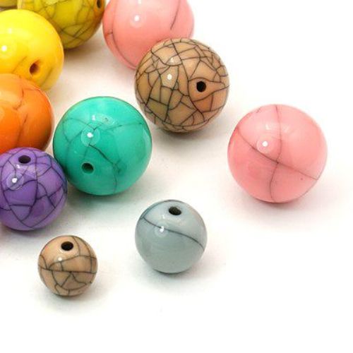 acrylic beads, round, imitation turquoise,  white, 10mm, 50 grams