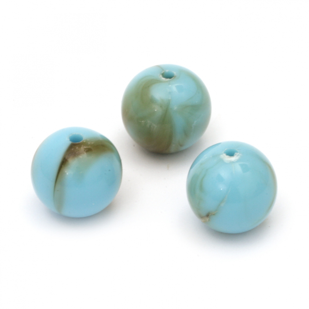 Acrylic Ball-shaped Beads, Imitation of Natural Stone, 15.5x15 mm, Hole: 2.5 mm -20 grams ~ 9 pieces