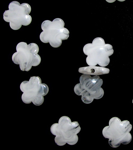 Beads imitation jade flower 14x4 mm hole 2 mm white - 50 grams ± 98 pieces