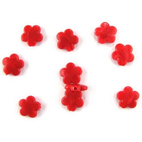 Beaded imitation jade flower 14x4 mm hole 2 mm red - 50 grams ± 98 pieces