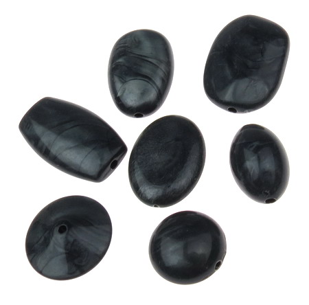 ASSORTED Shapes Beads, Natural Stone Imitation, 20-40x10-25x6-13 mm, Hole: 2-3 mm, Black -50 grams ~ 20 pieces