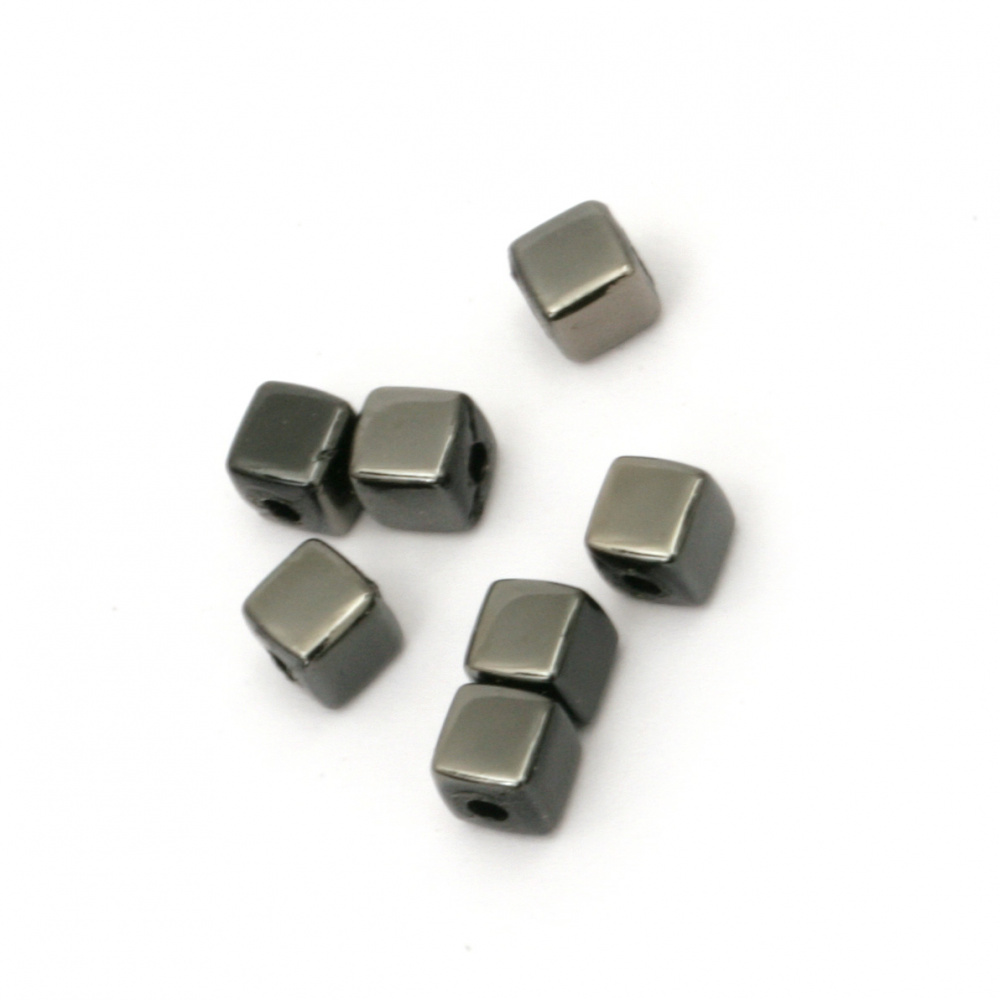 Bead imitation hematite cube 4x4 mm hole 1 mm -20 grams ~ 340 pieces