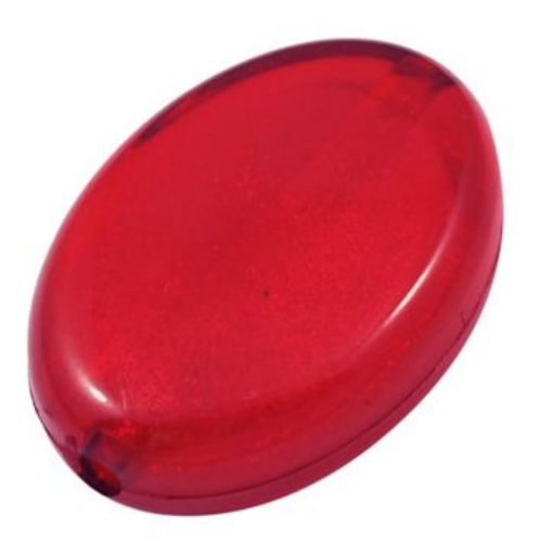 Мънисто имитация сребърно фолио овал 21x29x9.5 мм дупка 2 мм червено -50 грама ~11 броя