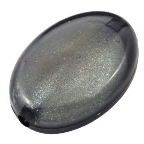 Acrylic Oval Bead, Imitation of Silver Foil, 21x29x9.5 mm, Hole: 2 mm, Gray -50 grams ~ 11 pieces