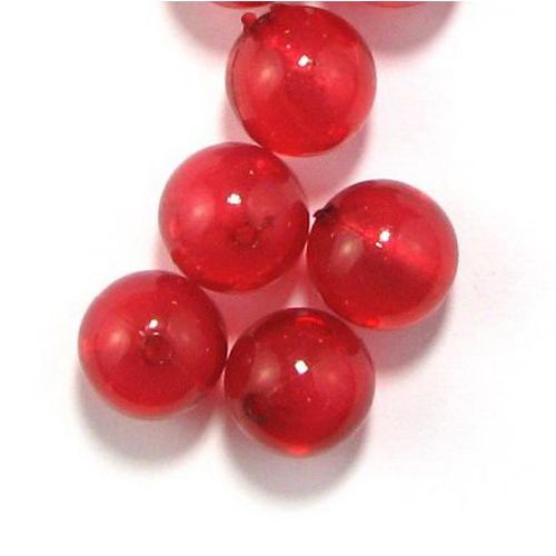 Beads imitation silver foil ball 16 mm hole 2mm red - 50g ~ 21pcs