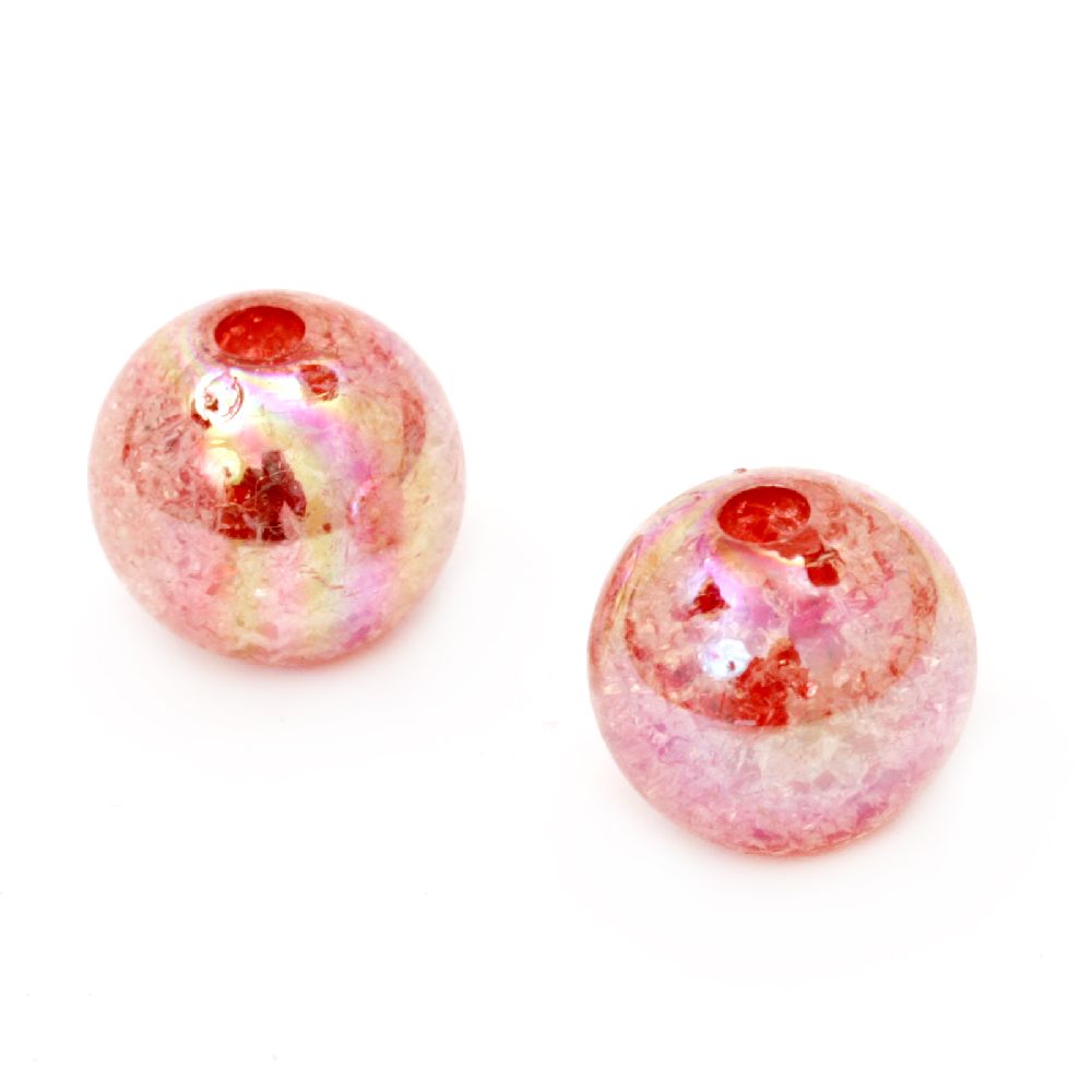Bead cracked ball 18 mm hole 4 mm RAINBOW red - 20 grams ~ 7 pieces