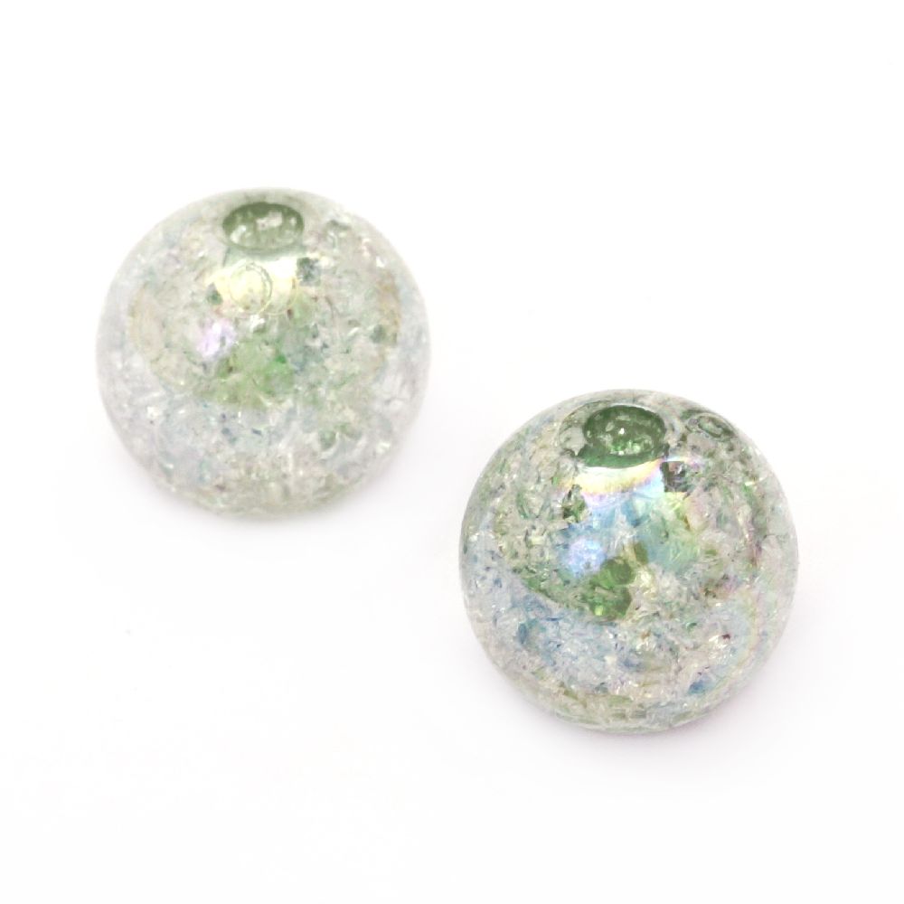 Bead cracked ball 18 mm hole 4 mm RAINBOW green - 20 grams ~ 7 pieces