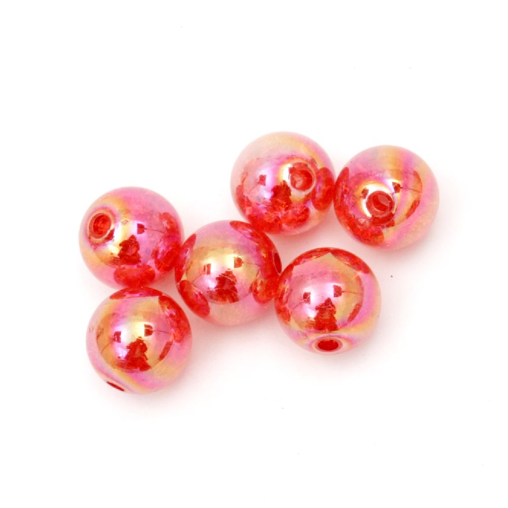 Bead cracked ball 12 mm hole 1 mm arc red -20 grams