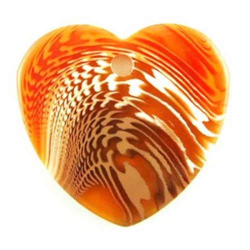 Pandantiv inimă 34x36x3 mm gaura  3,5 mm transparent multicolor portocaliu -4 bucăți