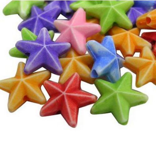 Star Bead Washed 10 mm hole 1.2 mm MIX - 50 grams ~ 260 pieces