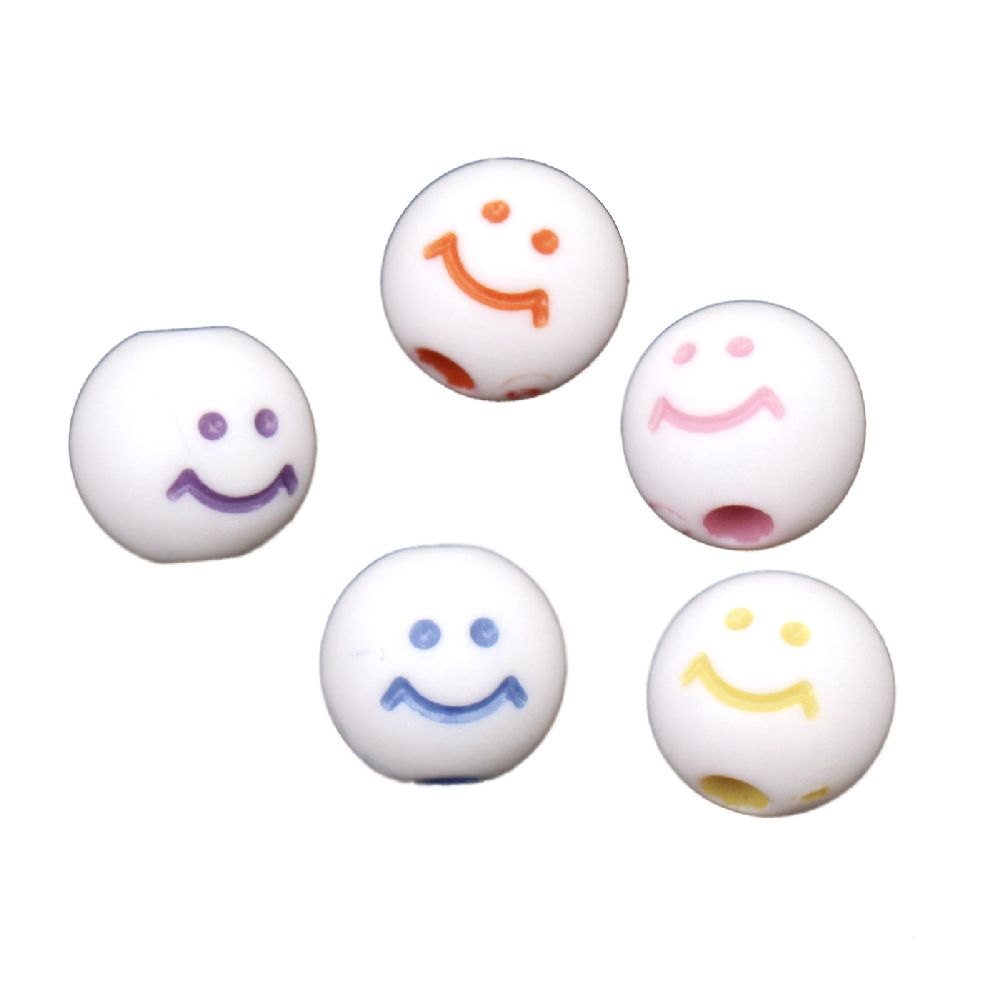 Ball bead with smile 7~8 mm hole 1~1.5 mm color - 20 grams ~ 72 pieces