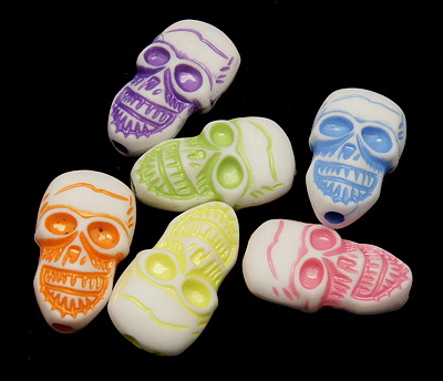 Skull Bead Faded Color  16x28x10 mm hole 3.2 mm color - 10 pieces