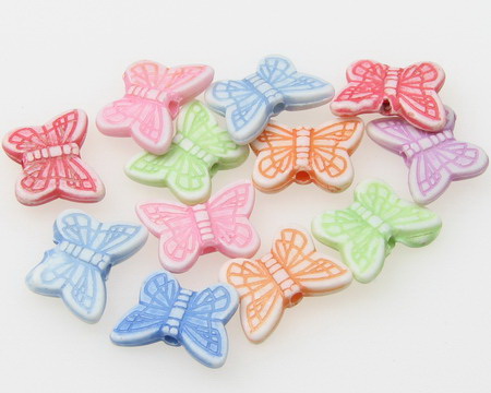 Butterfly bead Faded Color 11x15 mm hole 1 mm color - 50 grams ~ 130 pieces