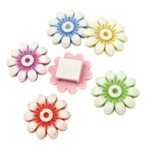 Flower Bead Faded Color 20x7 mm hole 7x2 mm MIX - 50 grams ~ 52 pieces