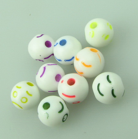 Ball Bead Faded Color with smile 8 mm hole 1 mm MIX -20 grams ~ 75 pieces