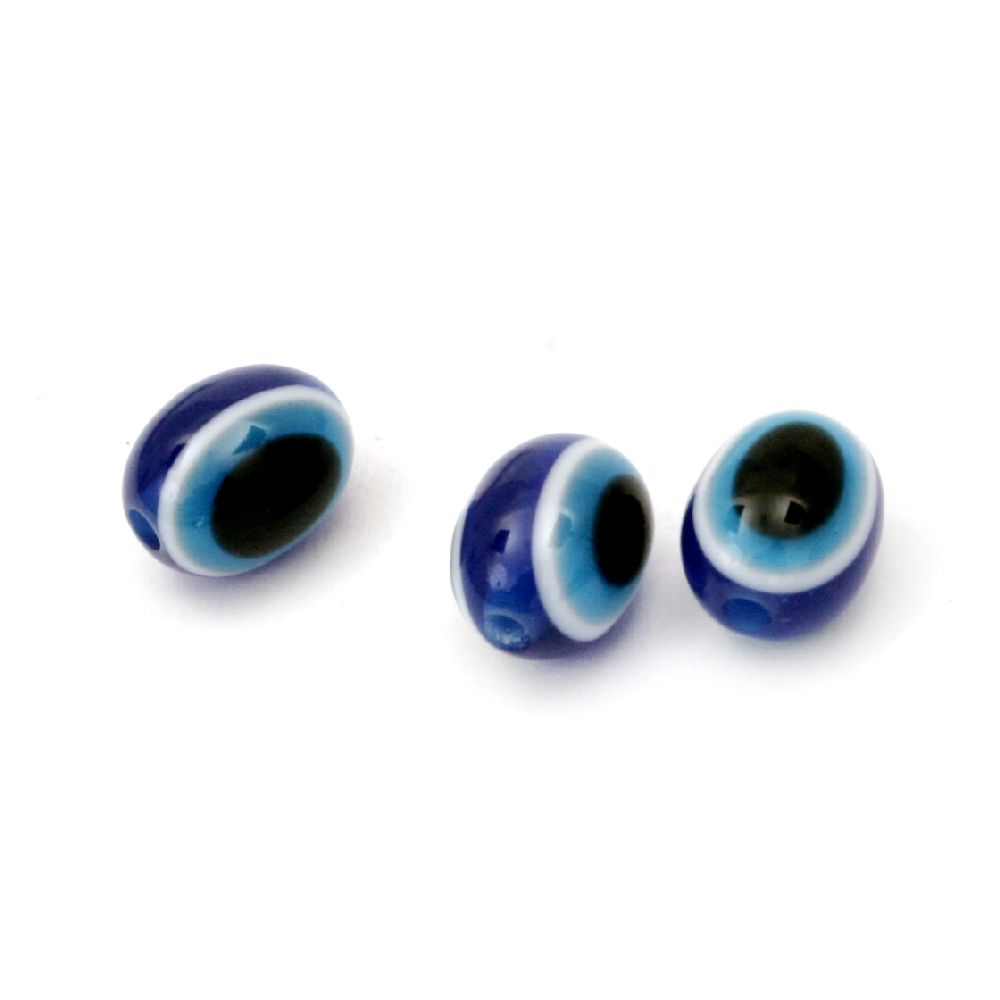 Oval eye 8x6 mm hole 1 mm blue 4 colors -50 pieces