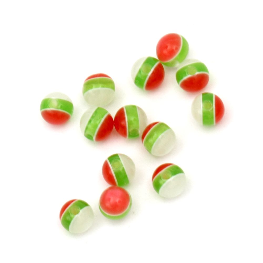 beads 6 mm hole 1 mm cat's eye white green red -50 pieces