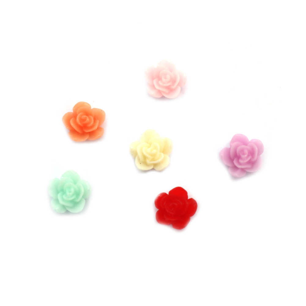 Bead Resin Type Cabochon, Flower, 8x4 mm, MIX - 20 Pieces