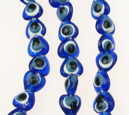 Heart-shaped Evil Eye Bead / 8 mm / Blue - 50 pieces