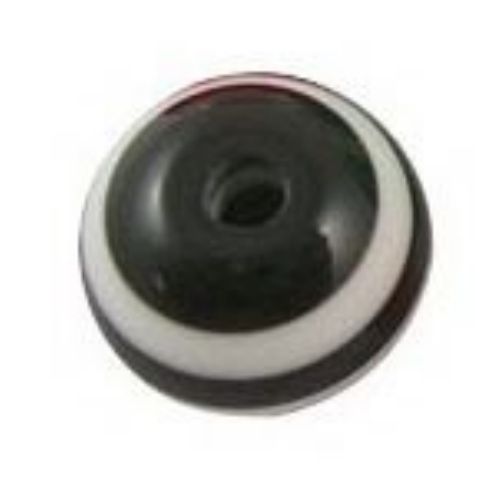 Resin acrylic round  beads 8 mm hole 2 mm  black with white stripes  - 50 pieces