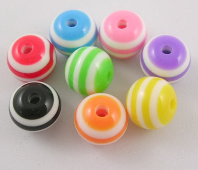 Resin acrylic round  beads 10 mm hole 2 mm colored - 50 pieces
