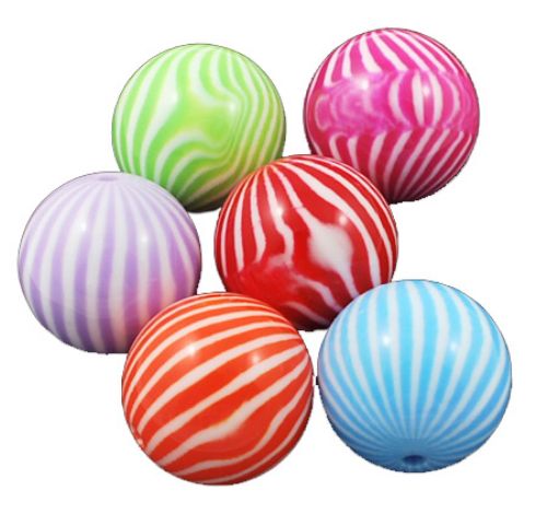 RESIN Striped Ball, 13 mm, Hole: 2 mm, MIX -10 pieces