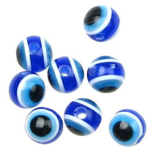 Acrylic Evil Eye Beads, Round Ball 12x10 mm hole 2 mm blue -20 pieces