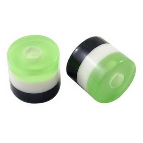 Resin Acrylic Beads, Striped Cylinder 6x5 mm hole 2 mm color 6 -50 pieces
