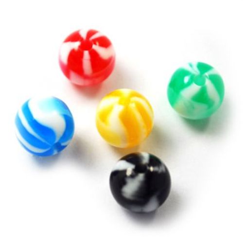 Resin acrylic round  beads 10 mm hole 2 mm melange color - 50 pieces